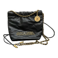 CHANEL 22Bag Grain Calfskin Trash Bag, Shoulder Bag Mini Women's Black