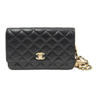 CHANEL WOC 24K Small Golden Ball Cowhide Shoulder Bag Women's Black