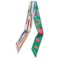 HERMES Mulberry Silk Scarves Women's Cream/Green