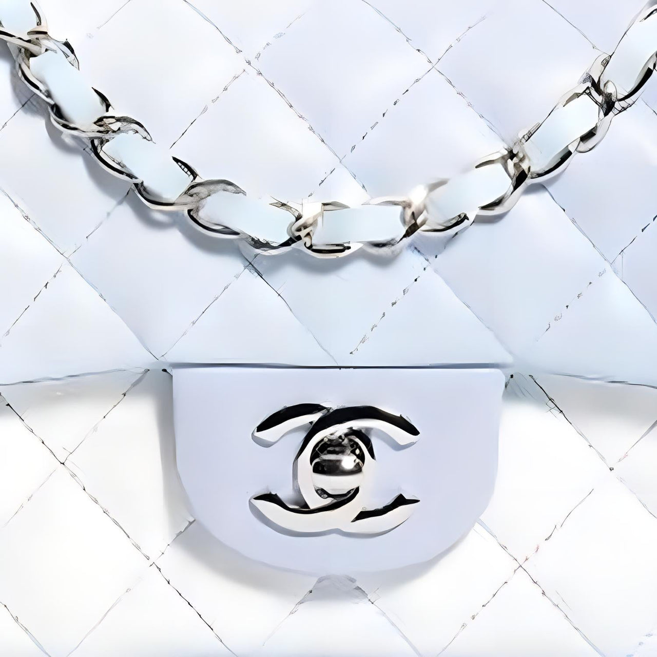 CHANEL Classic Flap CF Leather Shoulder Bag, Crossbody Bag Women's Blue & Purple & White