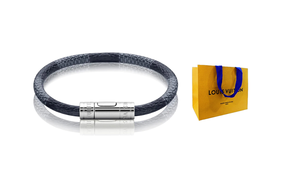 LOUIS VUITTON Damier Cobalt Bangles Men Black/Gray Shopping Bag