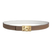 HERMES Gold-Plated Leather Belts Unisex Taupe/White Width: 2.4cm