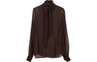 SAINT LAURENT Tied collar Semi sheer Blouse