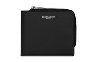 SAINT LAURENT Grained Embossed Leather Wallet Men's Black