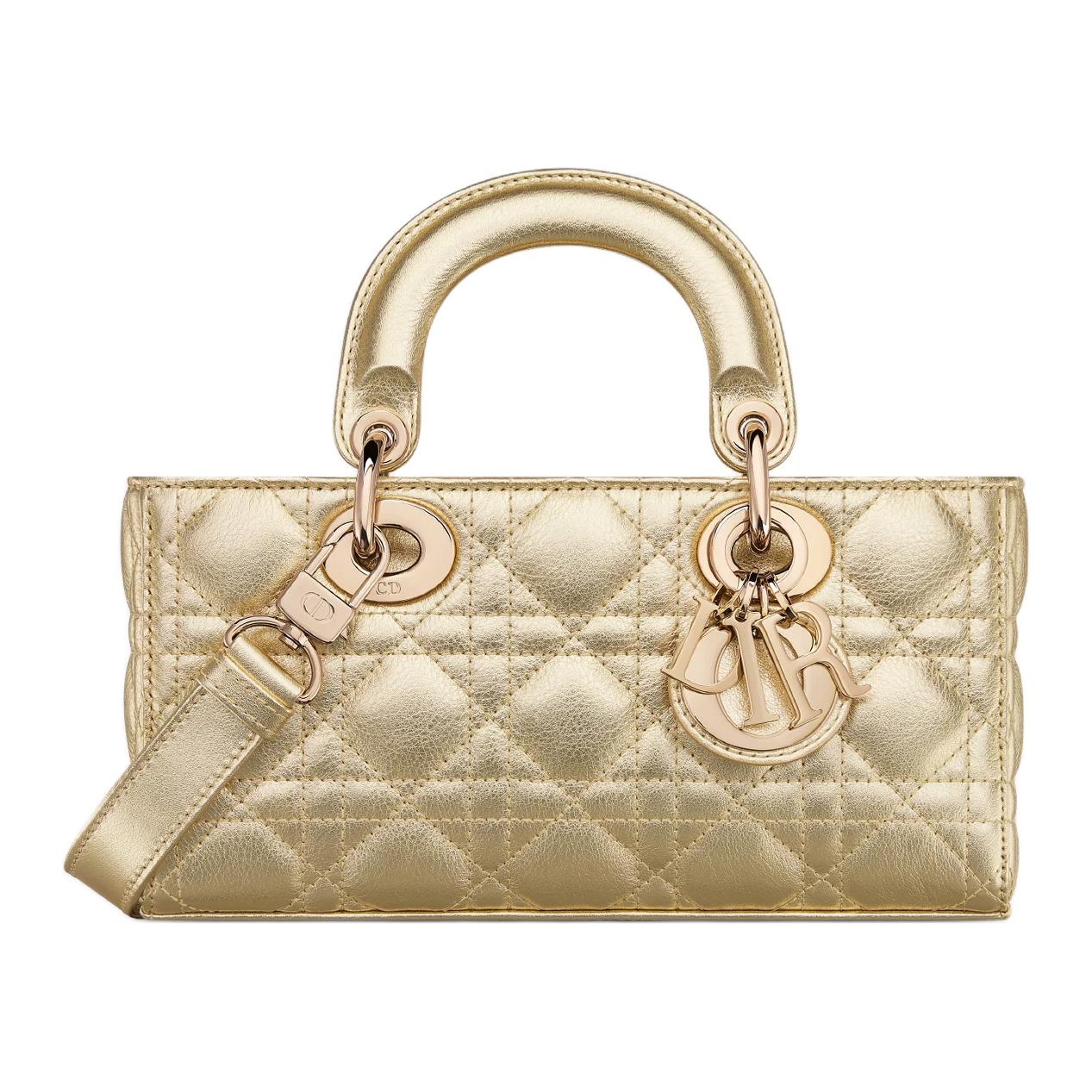 DIOR Lady D Joy Calfskin Lady Dior Bag, Shoulder Bag, Crossbody Bag, Handbag Small Size Women's Gold