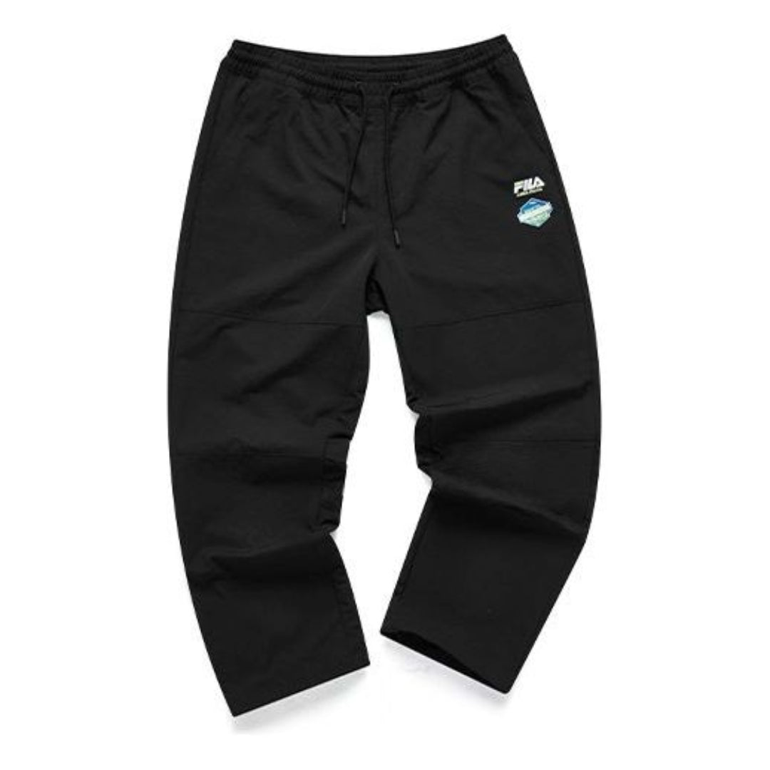 FILA FUSION Mesh Panel Loose Fit Casual Woven Pants 'Black' T11M125801F-BK