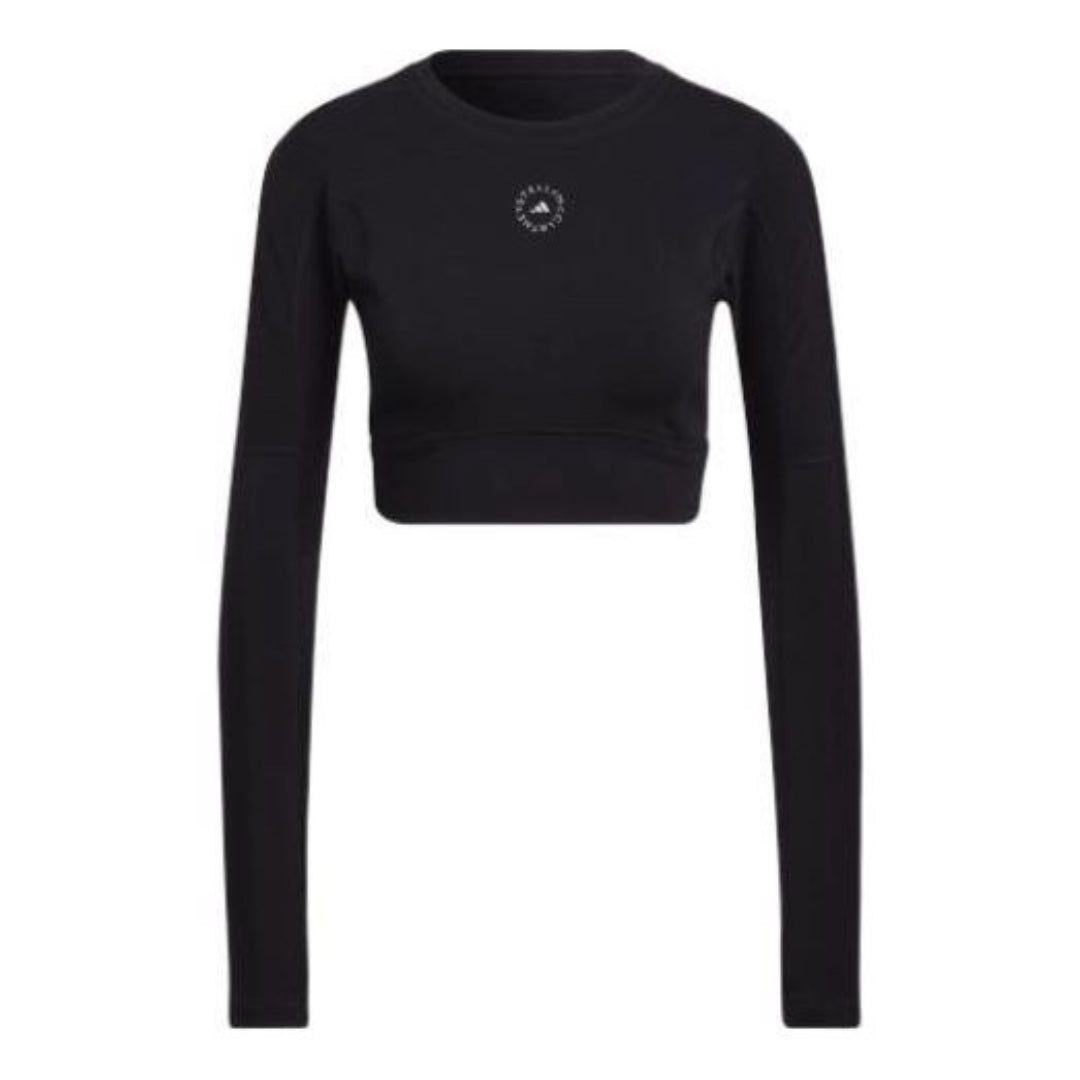 (WMNS) adidas by Stella McCartney TrueStrength Cropped Long Sleeve T-Shirt Asia Sizing 'Black' HB6074