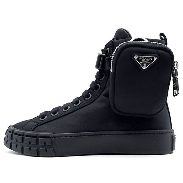 (WMNS) PRADA Wheel Re-Nylon Hight Sneakers with Larger Pouch 'Black' 1T551M_3LFV_F0002