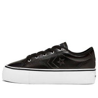 (WMNS) Converse Star Replay Platform Leather Low Top Thick Sole Black White 565249C