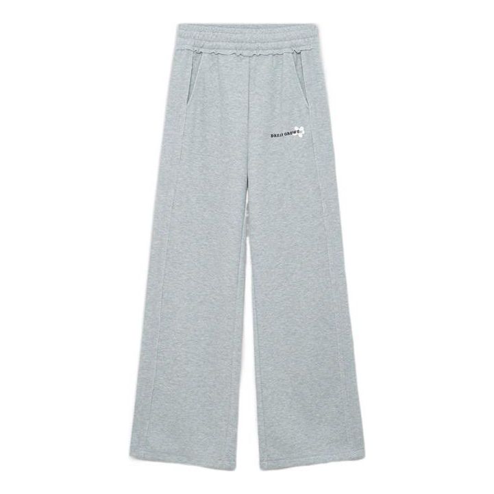 (WMNS) Li-Ning Graphic Knit Flared Sweatpants 'Grey' AKLSF44-4