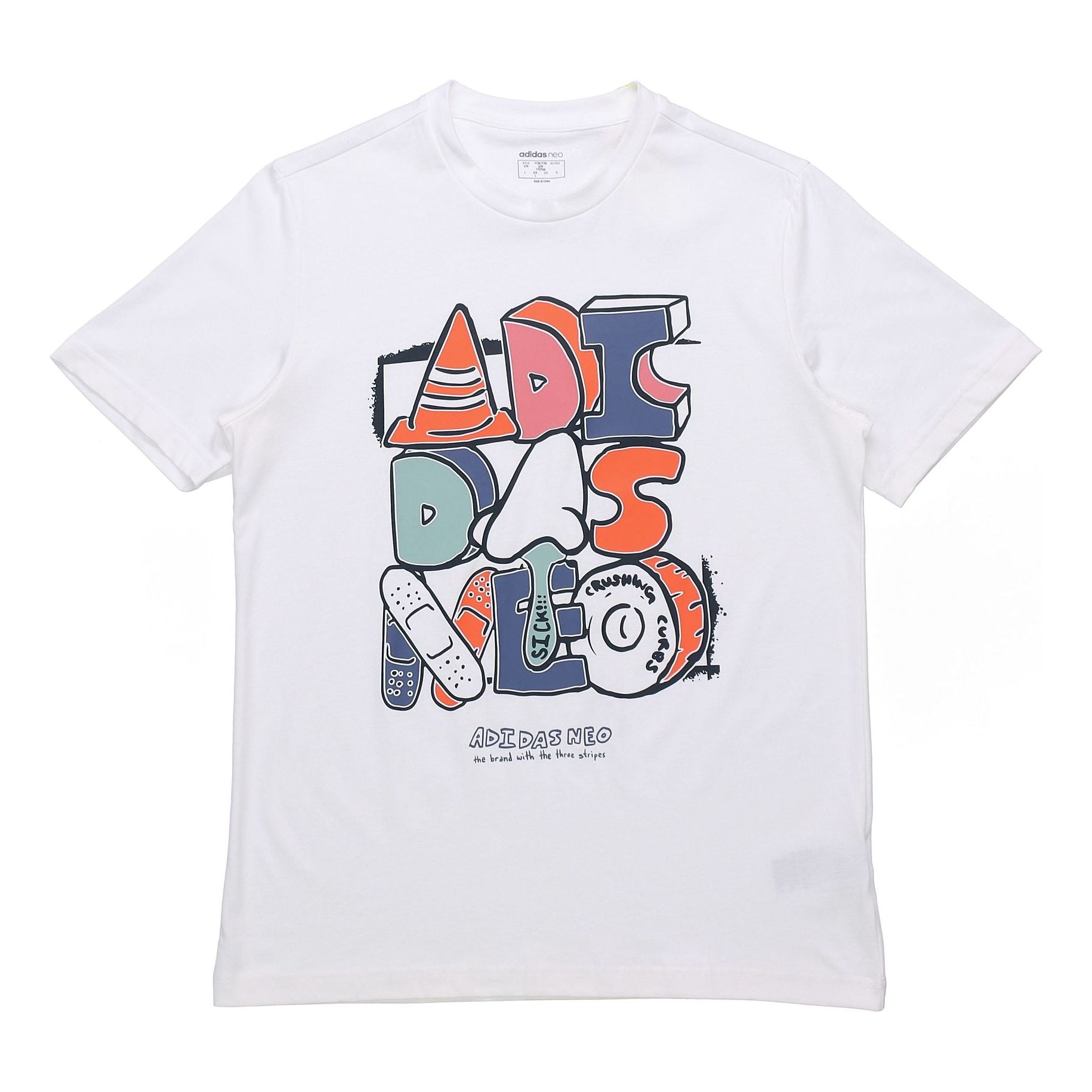 adidas neo M Ssfv5 Tee1 Funny Printing Logo Sports Cotton Round Neck Short Sleeve White GP4864