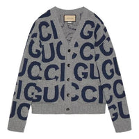 Gucci Wool Cardigan With Gucci Intarsia 'Grey Bue' 771707-XKDLV-1140