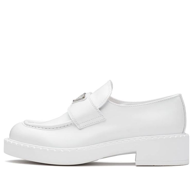 (WMNS) PRADA Chocolate Patent Leather Loafers 'White' 1D246M_ULS_F0009_F_B050