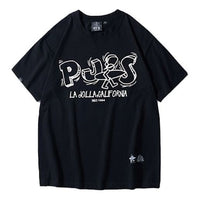 PJs Vigor Surf Alphabet LOGO Basic Pattern Casual Pure Cotton Unisex Black 20SSTS1006-P