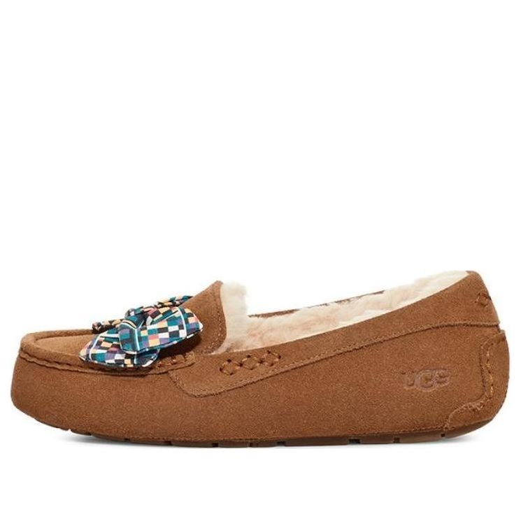 (WMNS) UGG Ansley Bow Slippers 'Tan Blue' 1138117-CHE