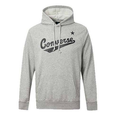 Men's Converse Alphabet Logo Printing hooded Drawstring Gray 10017675-035
