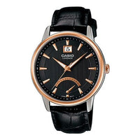 Casio Lineage Analog Leather Strap Watch 'Black Gold' LIN-202GL-1AV