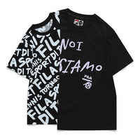 (WMNS) Fila Alphabet Printing Splicing Short Sleeve Black T11W121107F-BK