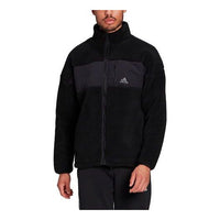 adidas Contrast Color Stitching Sports Stand Collar Logo Jacket Black HI1184