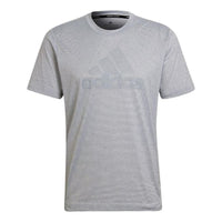 Men's adidas Solid Color Stripe Logo Printing Round Neck Short Sleeve Japanese Version Gray T-Shirt HB9193