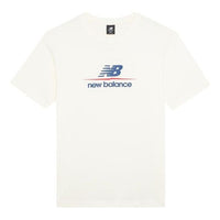 New Balance Logo Print Tee 'White Blue' AMT22393-IV