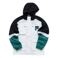 FILA FUSION Contrasting Colors Woven Loose Casual Sports Hooded Jacket White T11M123703F-GN