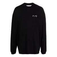 Men's Off-White FW21 Chest Logo Printing Round Neck Pullover Loose Fit Black OMAB032S21JER0011001