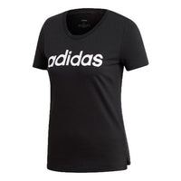 (WMNS) adidas Brush Effect Logo Graphic T-Shirt Asia Sizing 'Black White' EI4569