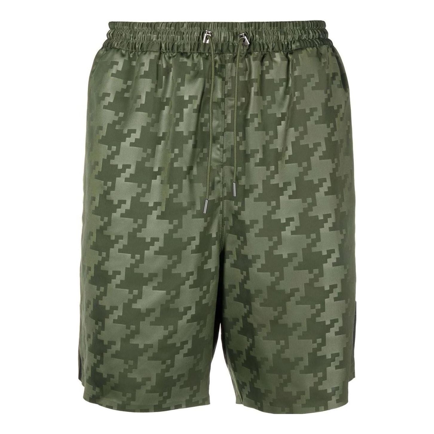 adidas Houndstooth Printing Lacing Straight Shorts Green HG2401