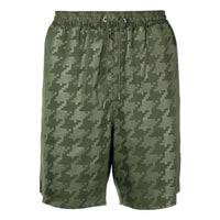 adidas Houndstooth Printing Lacing Straight Shorts Green HG2401