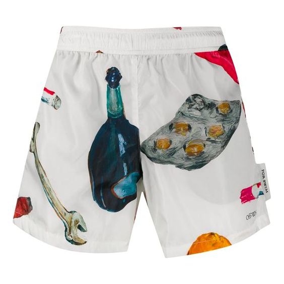 Off-White Casual Applique Pill Shorts Men's White OMFA003F20FAB0030130