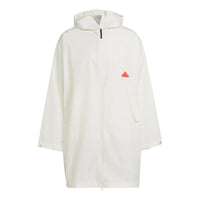 Men's adidas Logo Solid Color Hooded Jacket Windbreaker White HN1943