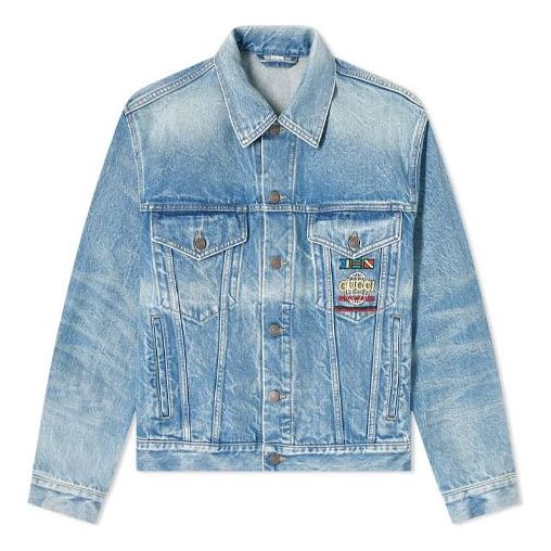 Gucci Nautical Logo Pocket Denim Jacket For Men Blue 594850-XDAX0-4206
