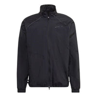 Men's adidas originals Mtrlmix Trcktt Solid Color Logo Embroidered Stand Collar Sports Jacket Black HK2730