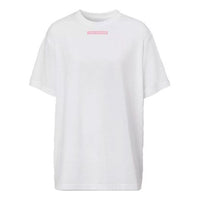 Burberry Slogan Printing Cotton Loose Short Sleeve White 80322171