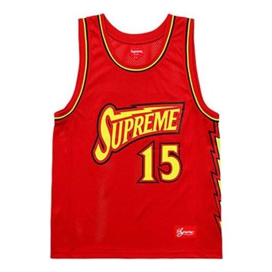 Supreme Bolt Basketball Jersey 'Red Yellow' SUP-SS18-426