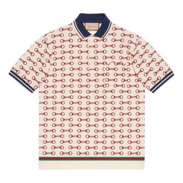 Gucci Horsebit Print Cotton Polo Shirt 'White' 717391-XJEWA-9376