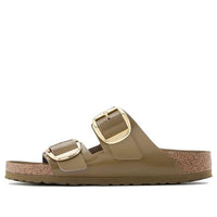 (WMNS) Birkenstock Arizona Big Buckle Natural Leather Patent Narrow Fit Sandals 'High Shine Mud Green' 1024257