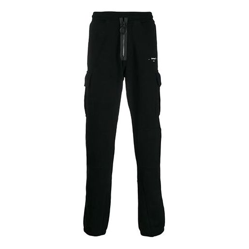 Off-White Black logo Printing Cargo Sweatpants OMCH017E19D250191001