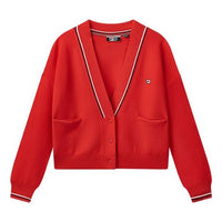 (WMNS) FILA Logo Knit Cardigan Deep Red F11W031402F-RD
