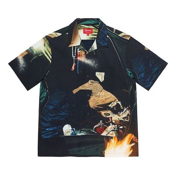Supreme Firecracker Rayon S/S Shirt 'Black Yellow' SUP-SS21-749