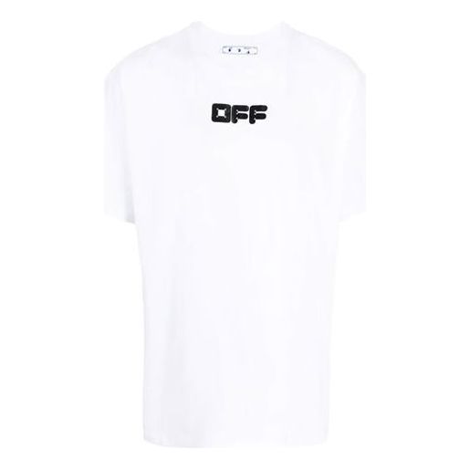 Off-White FW21 Chest Logo Printing Short Sleeve Loose Fit White OMAA038F21JER0010110