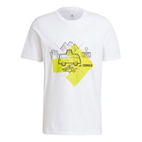 adidas Terrex Cartoon Car Sports Outdoor Round Neck Short Sleeve White GR9985