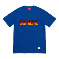 Supreme FW19 Week 1 Flame S/S Top Logo Short Sleeve Unisex Blue SUP-FW19-026