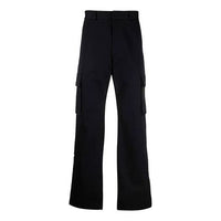 Men's Off-White FW21 Solid Color Cargo Casual Long Pants/Trousers Loose Fit Black OMCF029F21FAB0011000