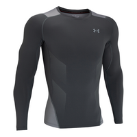 Men's Under Armour HeatGear Vent Logo Printing Round Neck Long Sleeves Gray 1362453-012
