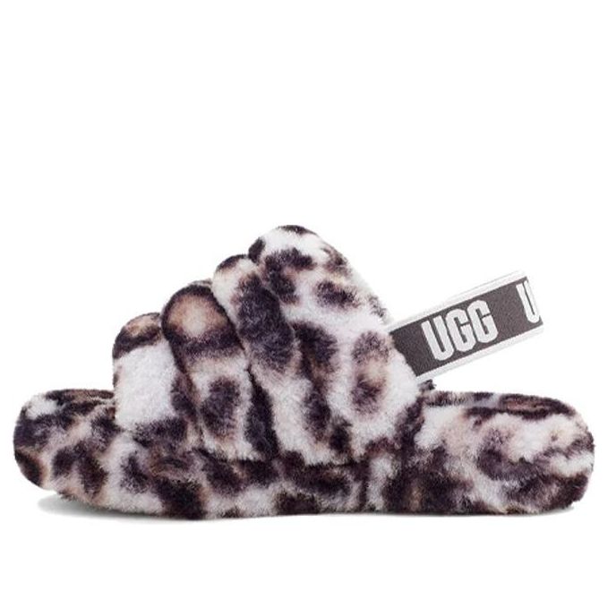 (PS) UGG Fluff Yeah Slide Panther Print Slipper 'Stormy Grey' 1123640K-SYGR