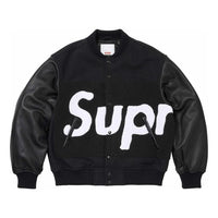 Supreme Big Logo Chenille Varsity Jacket 'Black Whtie' SUP-SS24-005