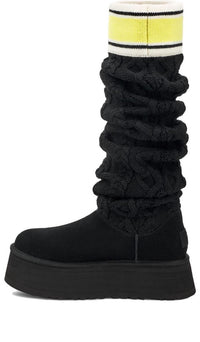 (WMNS) UGG Classic Sweater Letter Tall 2cm 'Black' 1144044-BLK