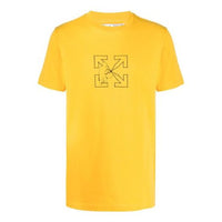 Men's Off-White Logo Workers Yellow T-Shirt OMAA027E20JER0031810